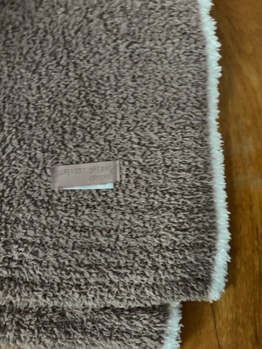 Barefoot Dreams Plush Throw in Gray with Cream Trim